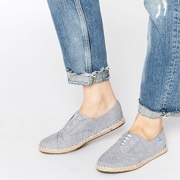 Toms Shoes - Toms Chambray Dot Palmera Slip On Espadrilles